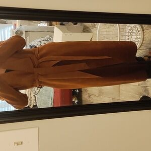 JustFab Faux Suede Trench Coat, New w/o tags; size Large, %95 polyester